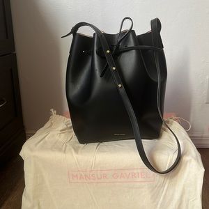 Mansur Gavriel Bucket Bag, Color: Black/Ballerina Vegetable Tanned Leather